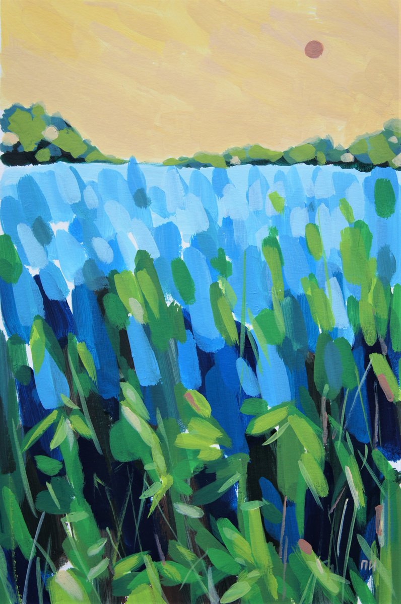 Impressionistic Landscape Acrylic Painting By Irina Plaksina, 9 X 13, Going Back To Texas Again!, Original Artwork