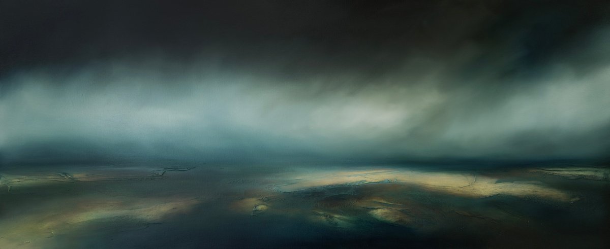 Abstract Landscape Oil Painting By Paul Bennett, 49 X 21", The Old Lands, Original Artwork