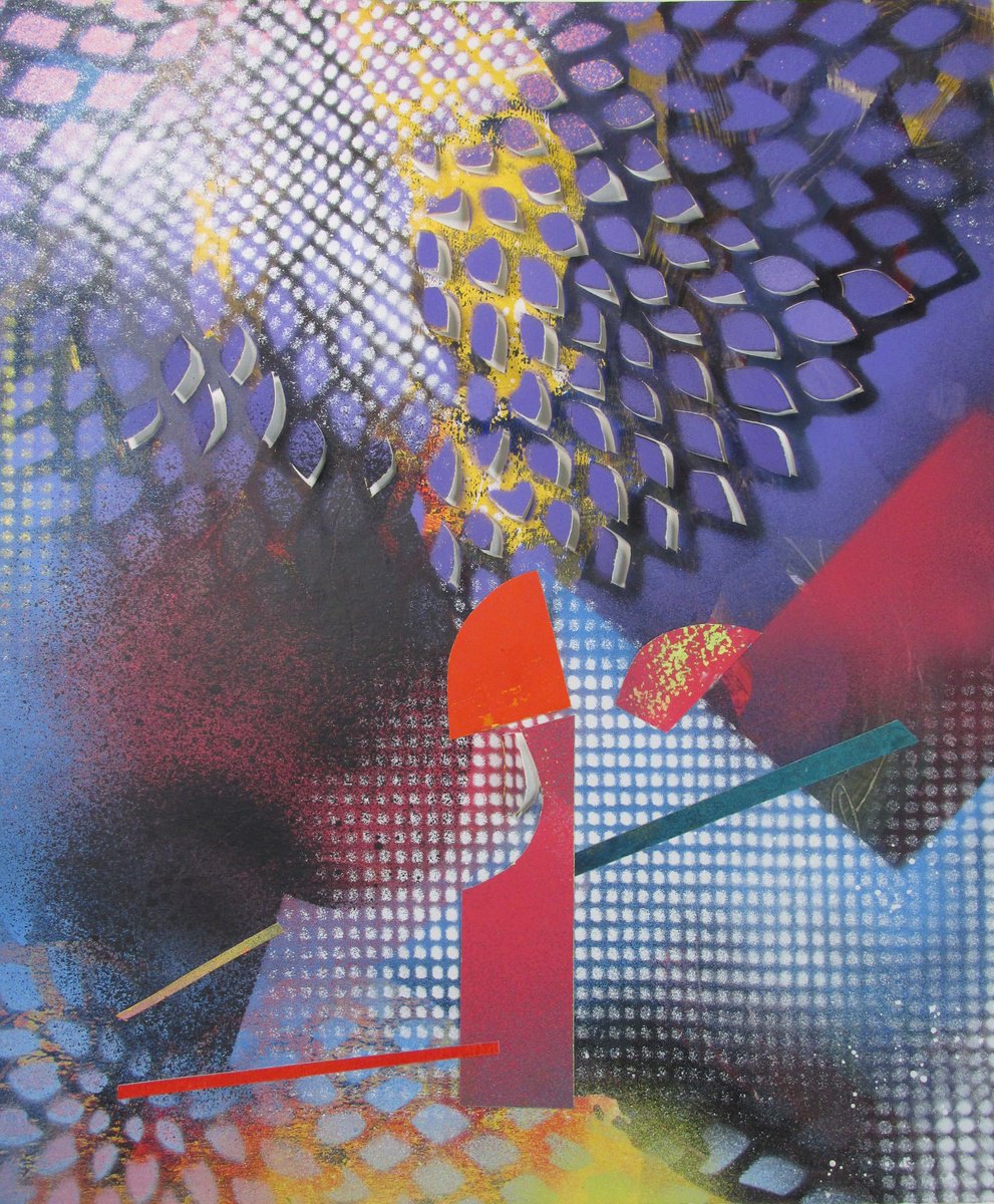 Geometric Abstract Collage By Alfred Ng, 13 X 15, Abstract Collage #17, Original Artwork