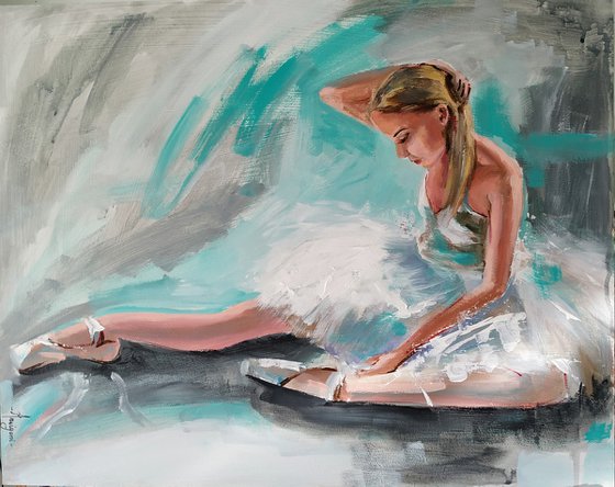 Thoughts -Ballerina Painting on MDF