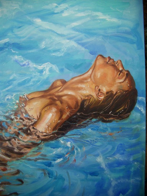 " THE SILENCE ...  " SEA original painting palette knife GIFT MODERN URBAN ART OFFICE ART DECOR HOME DECOR GIFT IDEA