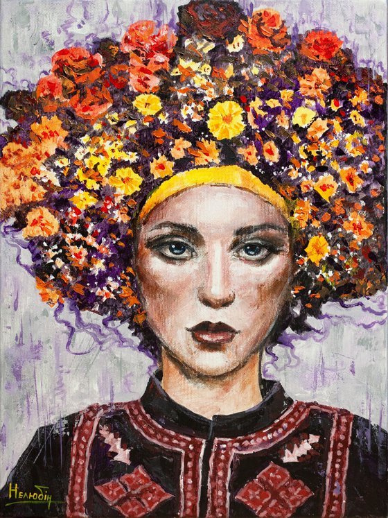 Woman  in flowers