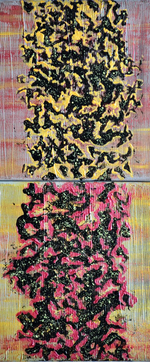 Atomic Eyed Magnets - Original Modern Abstract Art Painting on Diptych Canvas Ready To Hang by Jakub DK - JAKUB D KRZEWNIAK