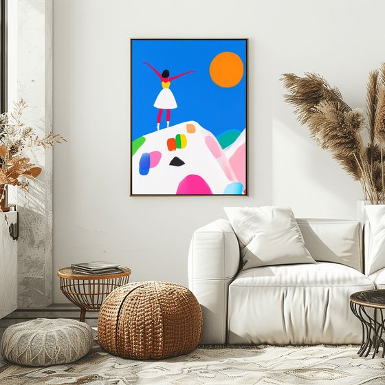Woman Joyful Mountain Top