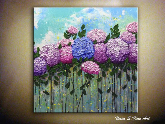 Hydrangeas Large Original Abstract Impasto Painting