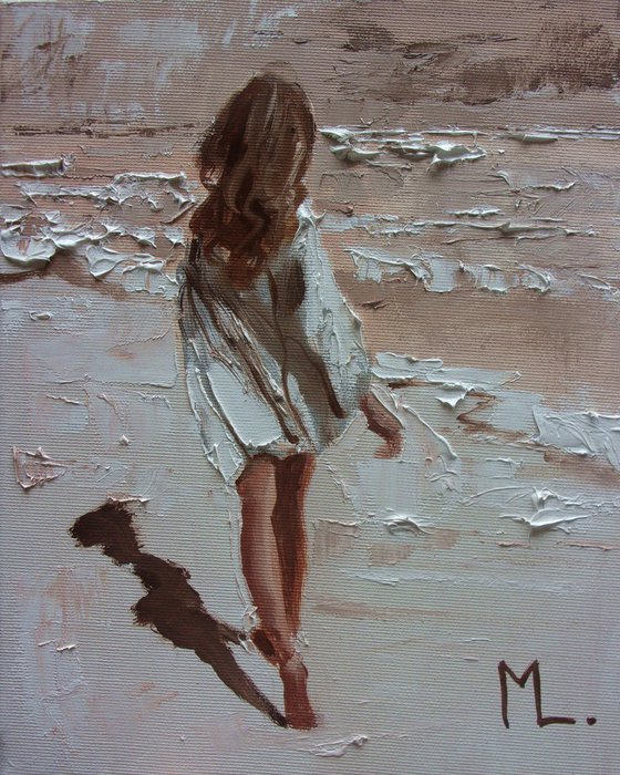 " THIS TIME... " SUN SKY SEA SAND liGHt  ORIGINAL OIL PAINTING, GIFT, PALETTE KNIFE