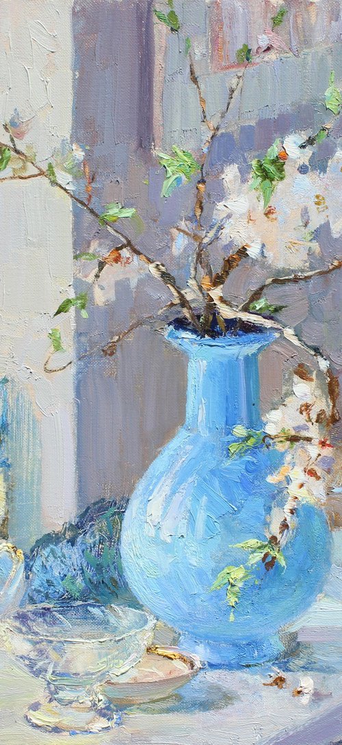 Still life with a blue vase by Volodymyr Tarabanov