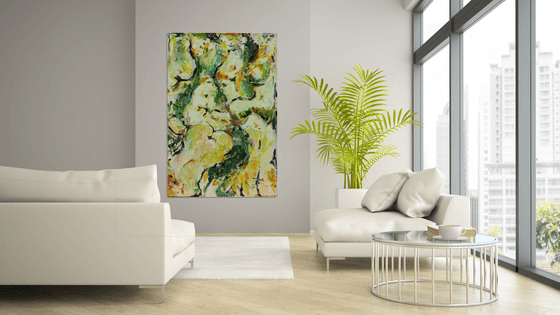 FRUIT AND MOTH - nude abstract original acrylic painting, interior art