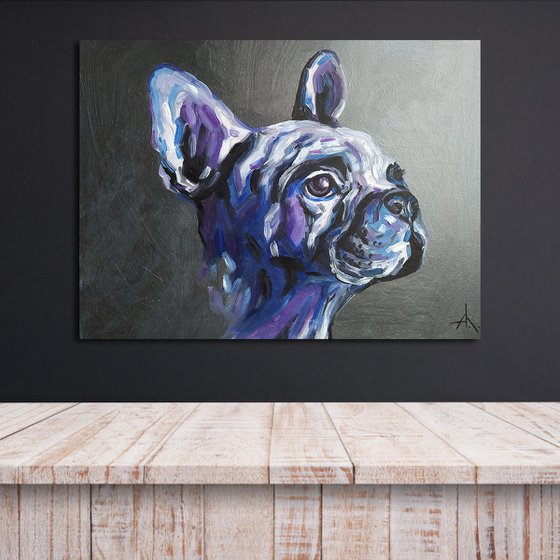 Bulldog - dog, animals, oil painting, french bulldog oil painting, pet, pet oil painting, gift, animals art
