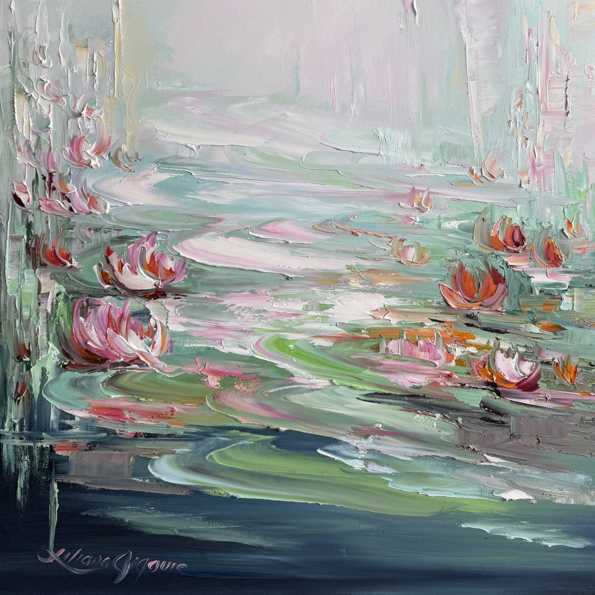 Water Lilies No 204 By Liliana Gigovic, 30 X 30, Artwork For Sale On Artfinder