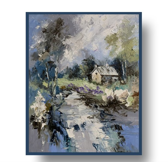 Quiet morning, forest cabin.