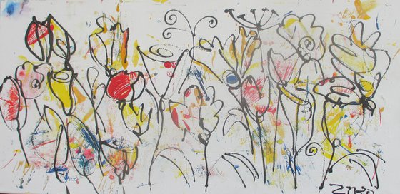 flowerpower in spring  xl Acrylpainting  19,7 x 39,4inch