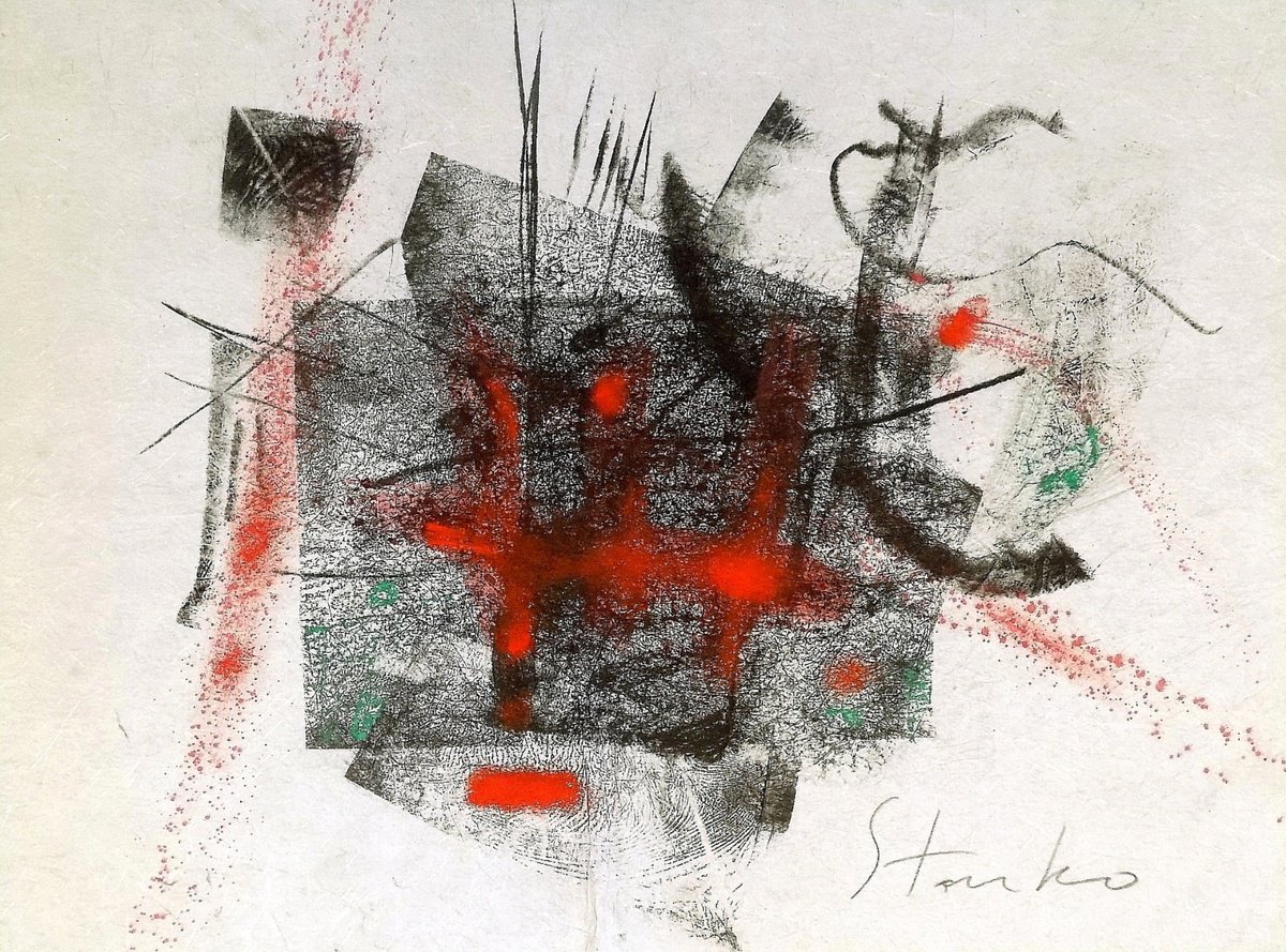 Abstract Drawing By Stanislav Bojankov, 24 X 18", Abstract Landscape-Vi, Original Artwork