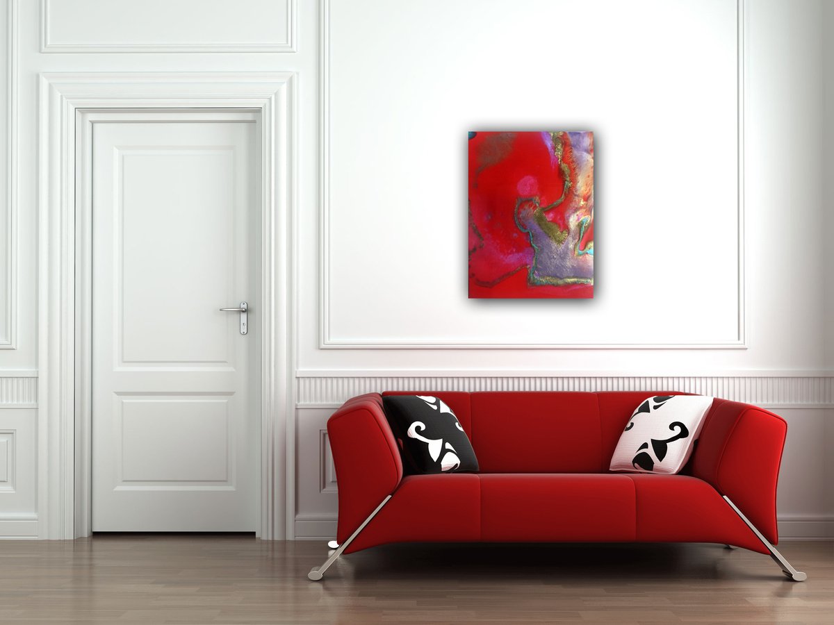 Organic Abstract Painting By Ana Hefco, 18 X 24, Moving, Original Artwork