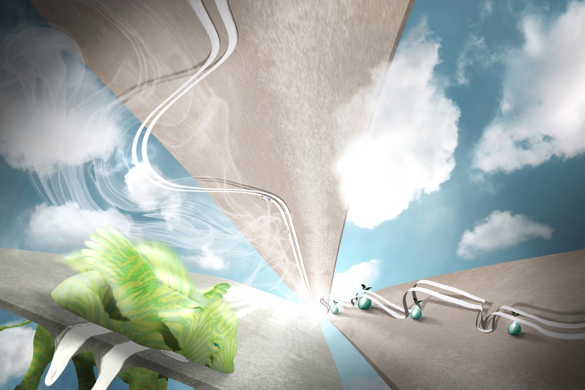 Surrealistic Transport Print By Vanessa T Stefanova, 24 X 16", Road Bouquet, Original Artwork