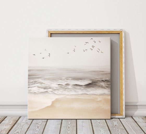 "Sea vibes" Beige sea oil landscape art