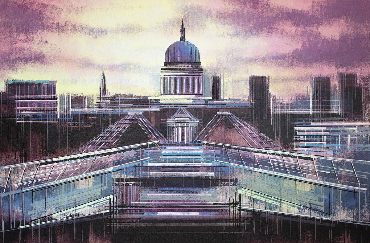 Impressionistic Cityscapes Acrylic Painting By Marc Todd, 36 X 24", St Paul