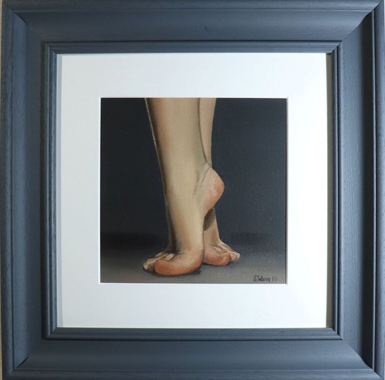 Dancing Feet, Contemporary Dance, Ballet Dancer Shoes, Oil Painting, Ballerina, Framed Art