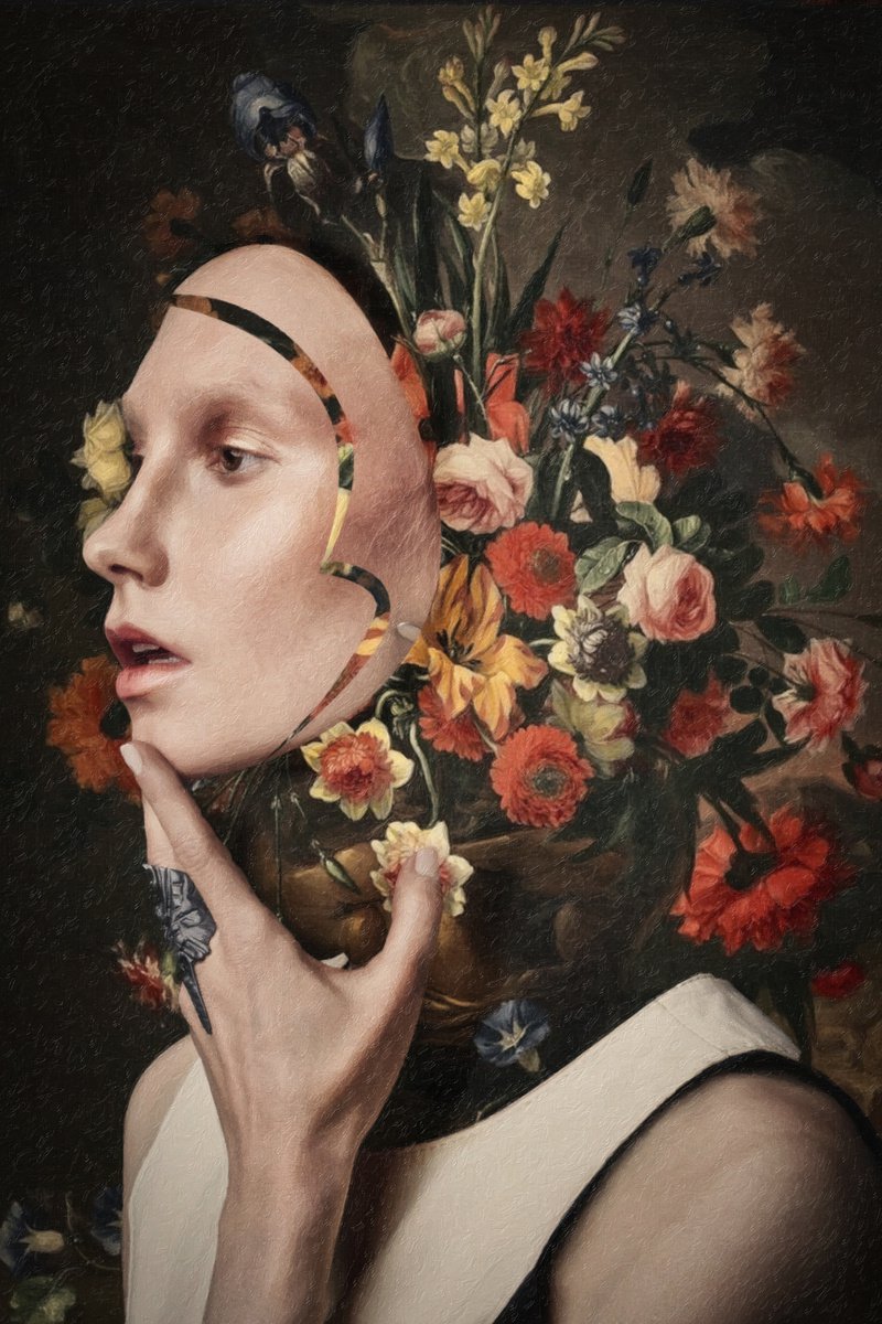 Botanical collection Vol 11. Thoughtfulness. Art portrait on canvas by Elmira Namazova