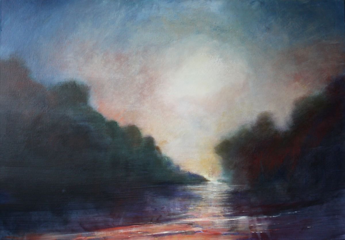 Long Island Sunset (Large Painting 100x70cm). by Simon Jones