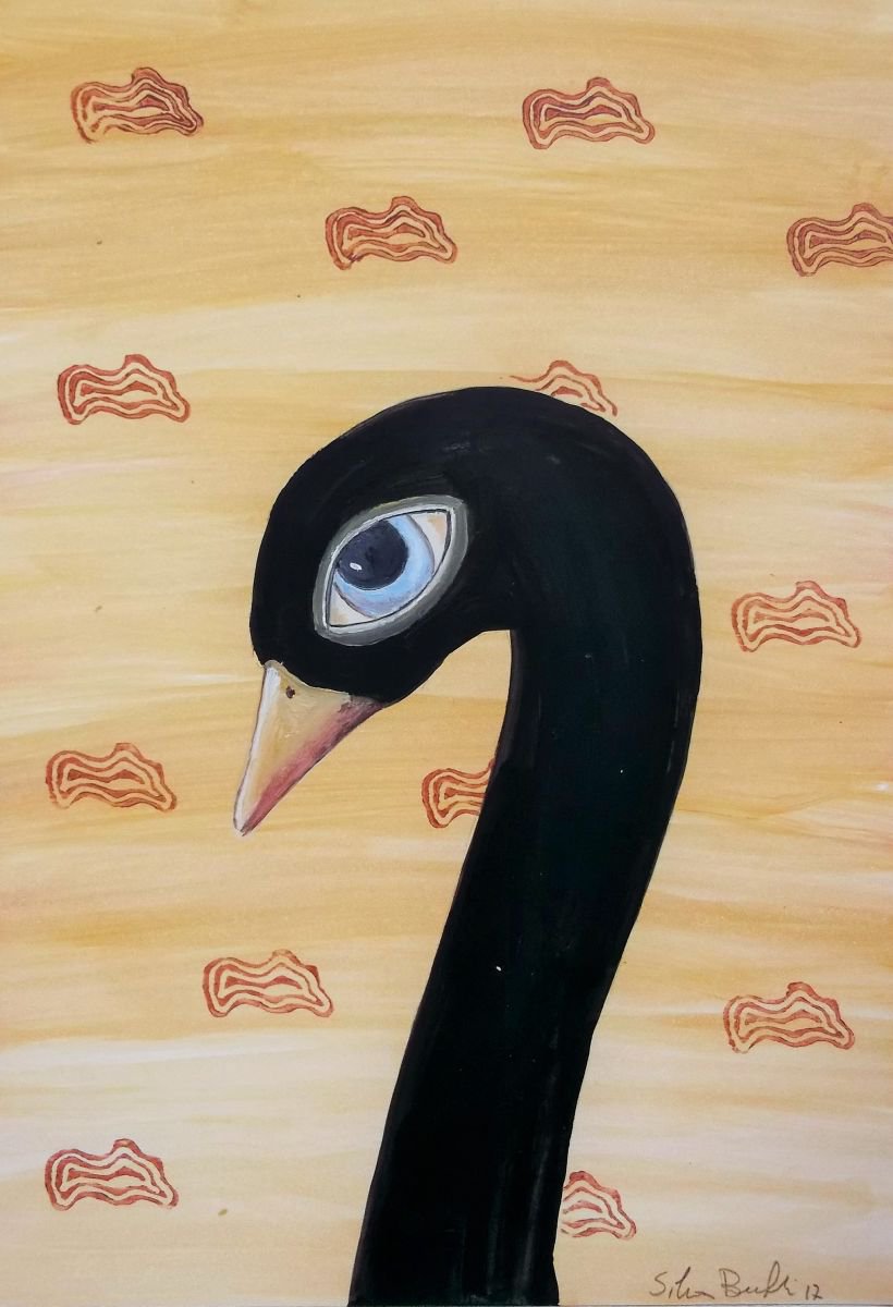 The black swan - oil on paper by Silvia Beneforti