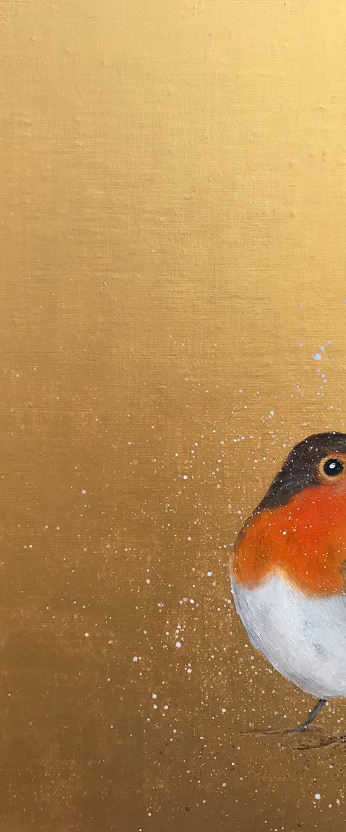 Robin Redbreast ~ on Gold by Laure Bury