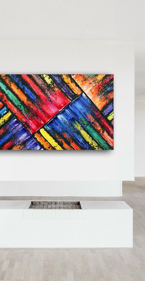 "Crush Me" - Original PMS Abstract Oil Painting On Reclaimed Wood - 40" x 26" by Preston M. Smith (PMS)