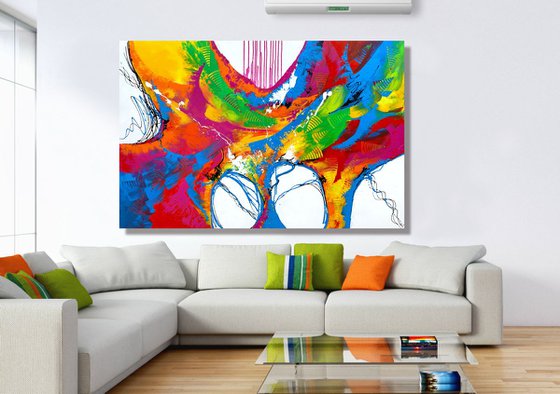Live Your Life - XL LARGE,  COLORFUL,  ABSTRACT ART – EXPRESSIONS OF ENERGY AND LIGHT. READY TO HANG!