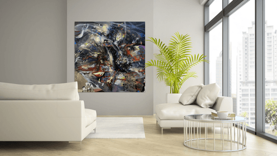 Very large size abstract enigmatic painting master O Kloska