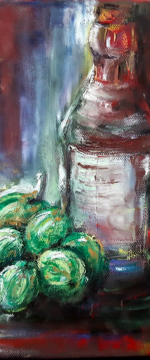 "Gooseberry",  original oil painting, 18x24x2 cm by Nora Block