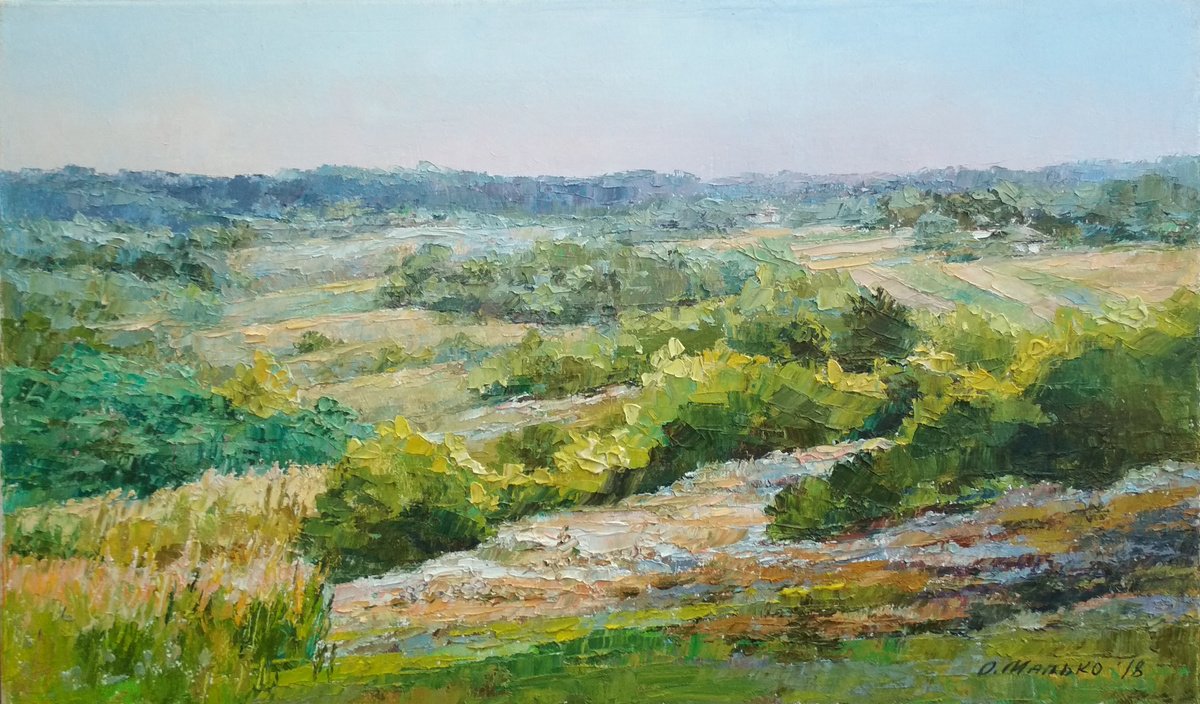 Hills. Summer Morning View By Olha Malko, 20 X 12, Artwork For Sale On Artfinder