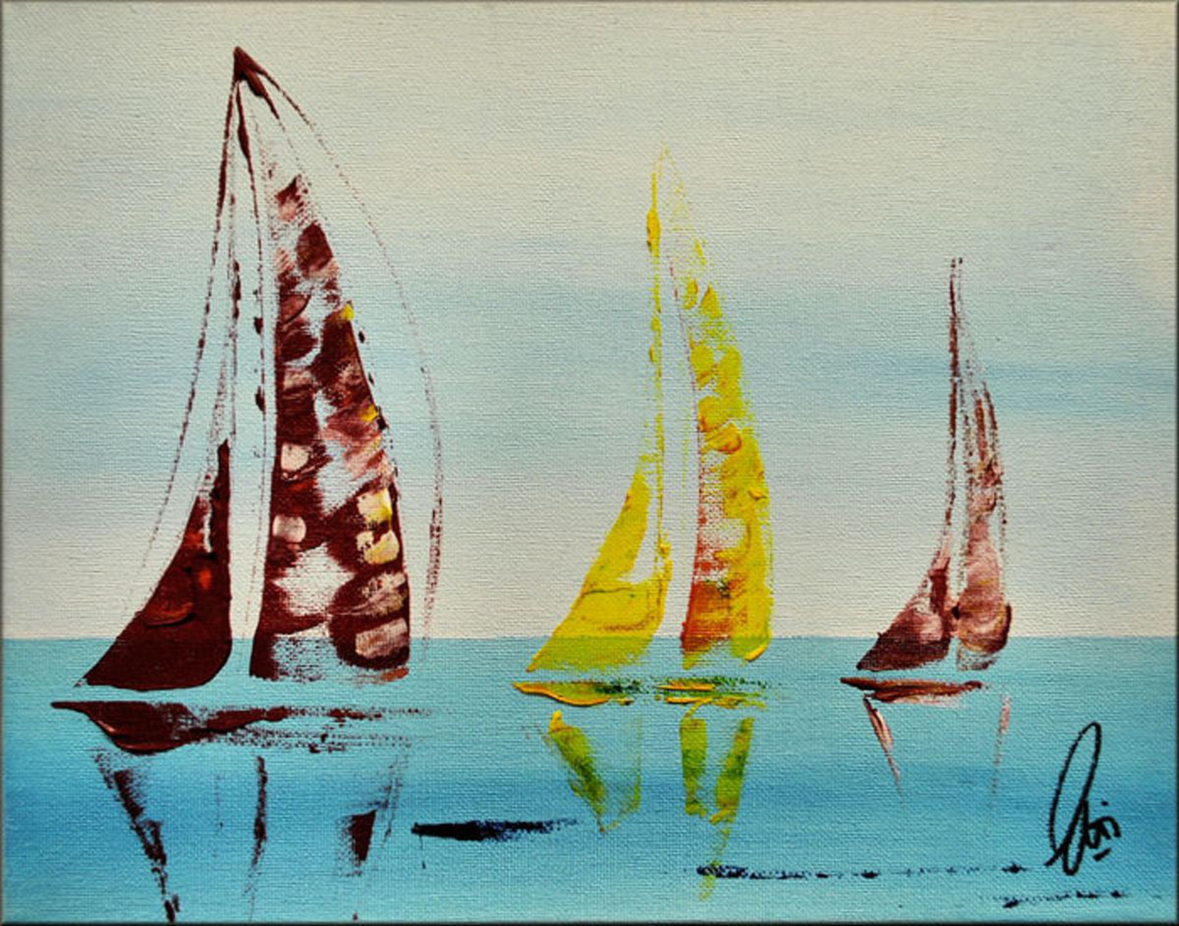 Blue Yachting Small Acrylic Abstract Painting C Artfinder