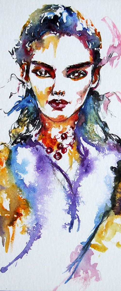 Cheerful Girl / Portrait in Watercolor by Anna Sidi-Yacoub