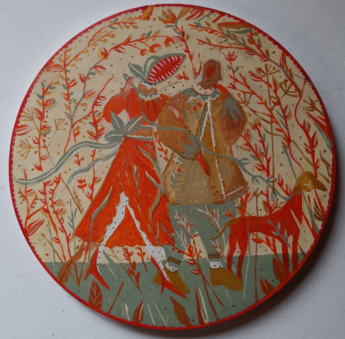 Naive Portrait Acrylic Painting By Tetiana Osadchuk, 12 X 12", So I Ate It, Original Artwork