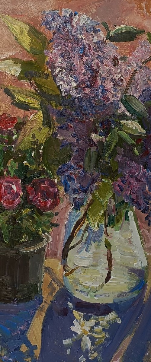 LIlac and roses/Garden by Oxana Raduga