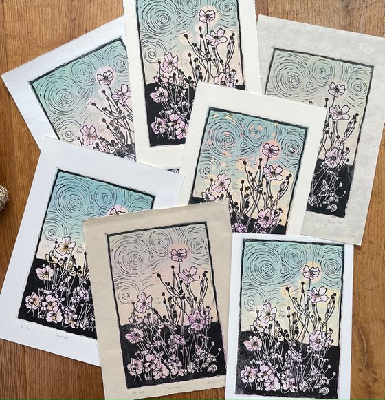 Anemones -  Linocut