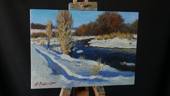 The Sunny Winter Day At The Elchik - landscape painting