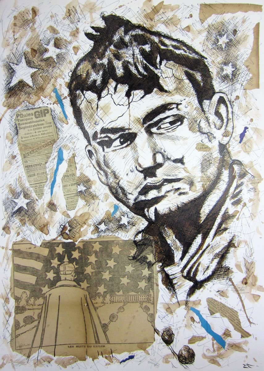 Expressive Portrait Watercolour By Lionel Le Jeune, 20 X 26", Les Nuits Du Kaiser, Original Artwork