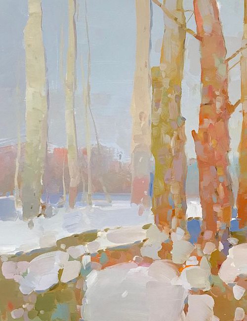 Early Spring, Landscape oil painting, Handmade artwork by Vahe Yeremyan