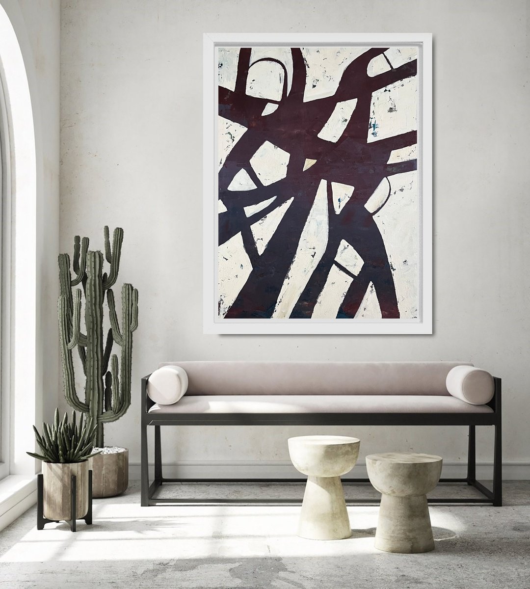 Geometric Abstract Acrylic Painting By Nick Molloy, 41 X 55", Warmer Rivers, Original Artwork