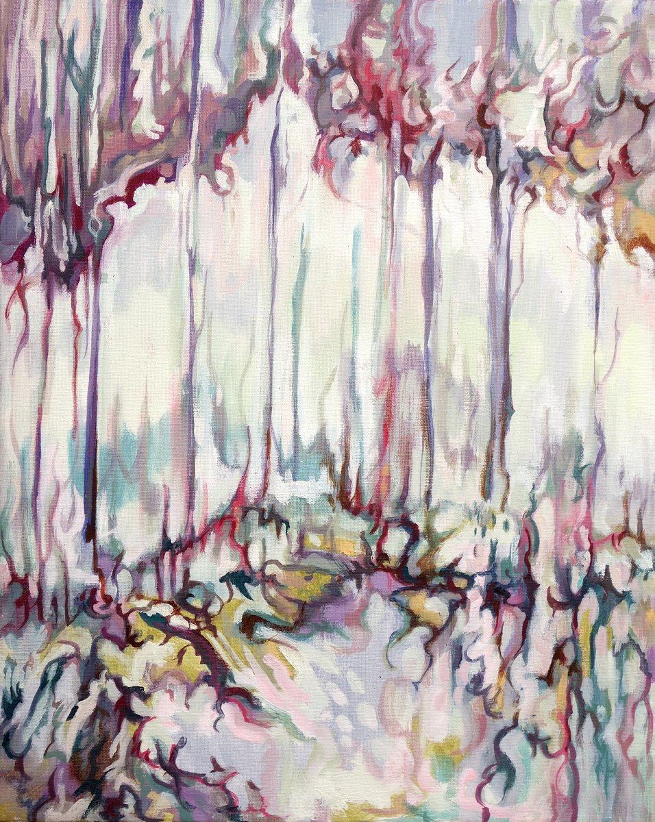 Impressionistic Landscape Oil Painting By Guy Pickford, 12 X 16, Creeping Forest, Original Artwork