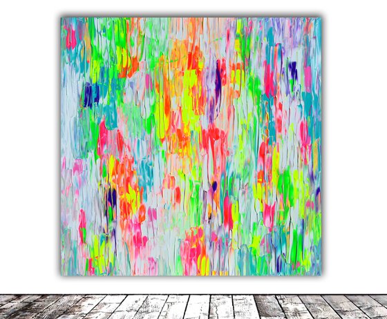 Tranquil V - XL 100x100x4 cm Big Painting,  Large Abstract Painting - Ready to Hang, Canvas Wall Decoration