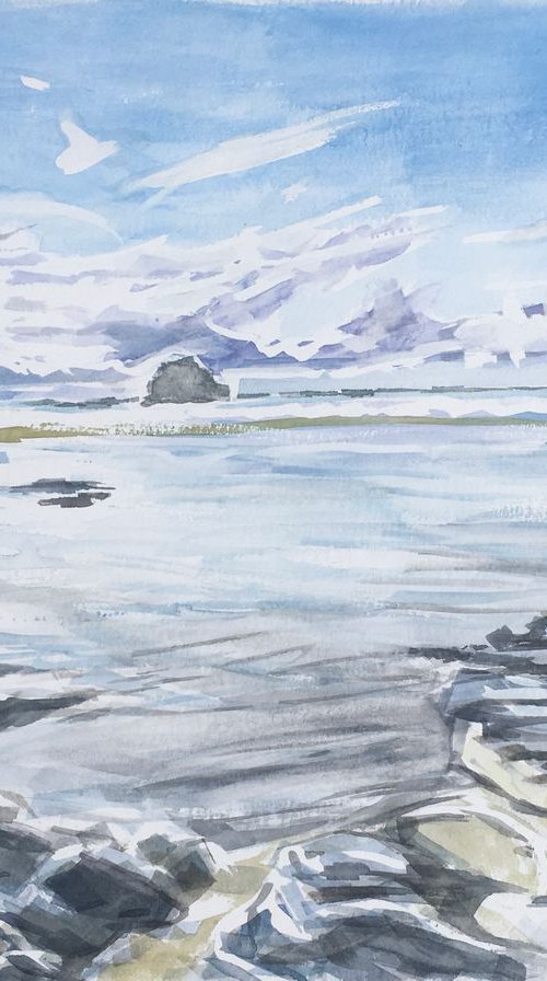 Trebarwith Strand receding tide by Louise Gillard
