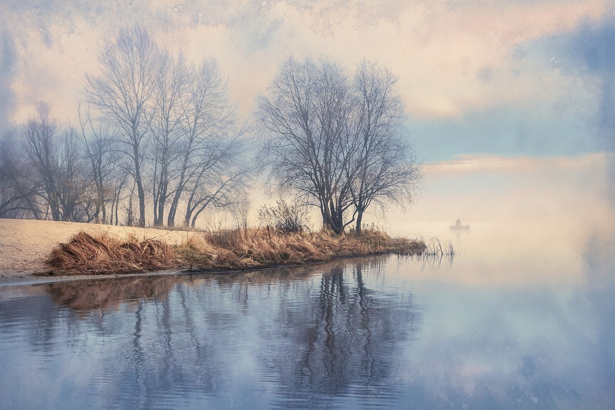 Impressionistic Landscape Photograph By Valerix, 24 X 16", On A Foggy Morning., Original Artwork