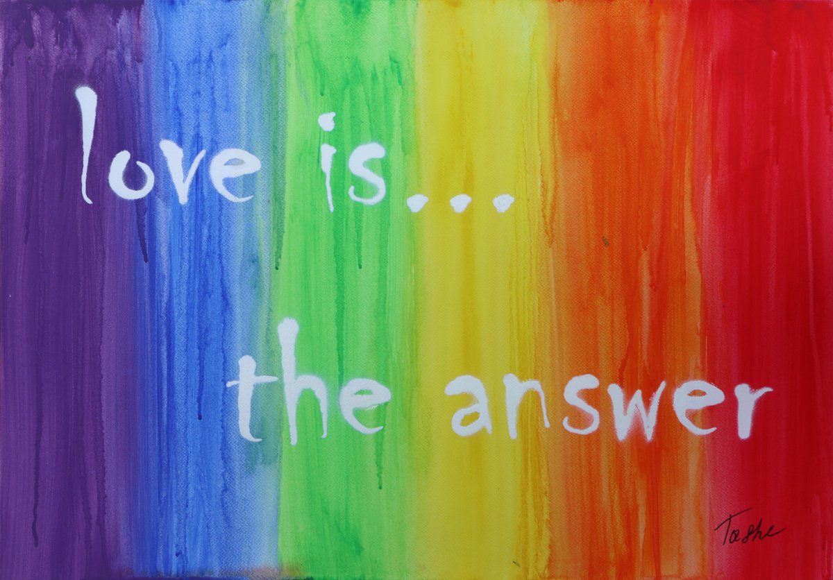 Urban And Pop Abstract Painting By Tashe, 30 X 20", Love Is The Answer (Particolored), Original Artwork