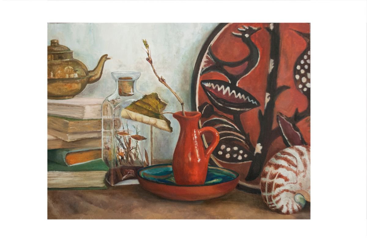 Oil Painting , Still Life With Dry Leaf By Nikola Ivanovic, 16 X 10, Artwork For Sale On Artfinder