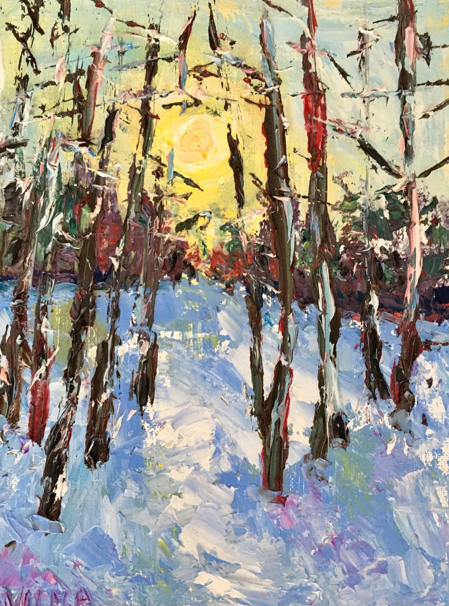 Sunset in a winter forest by Vilma Gataveckien?