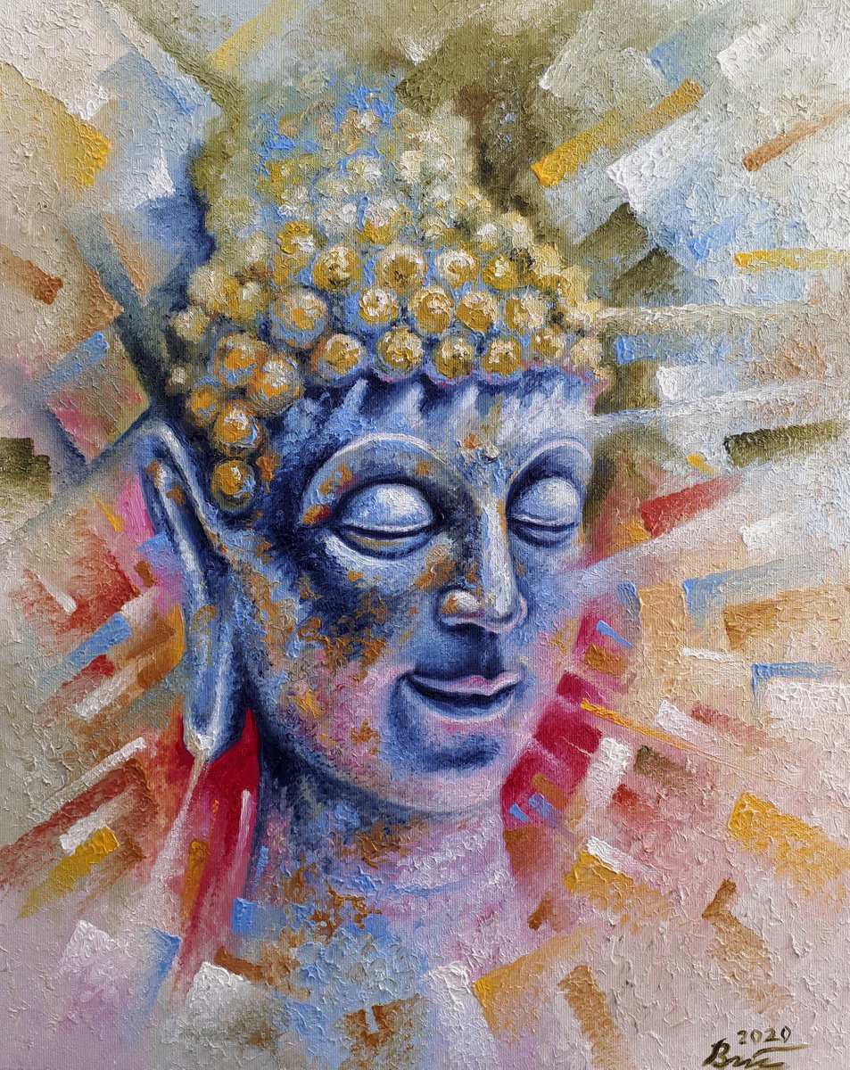 Impressionistic Portrait Oil Painting By Serhii Voichenko, 16 X 20", My Buddha, Original Artwork