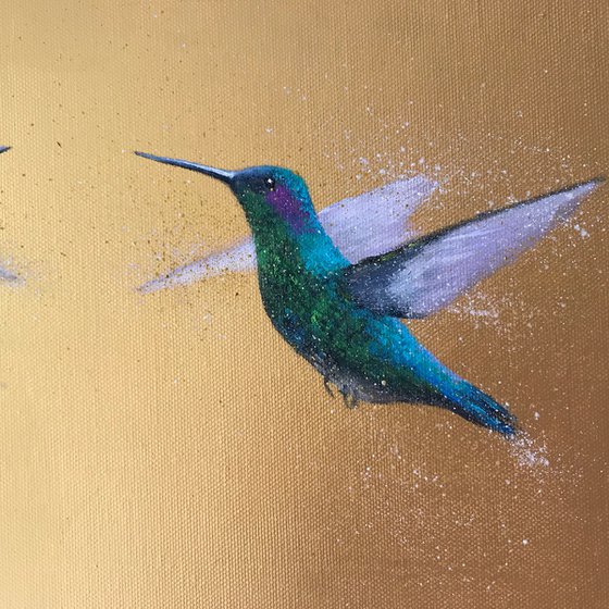 The Two Of Us ~ Hummingbirds on Gold