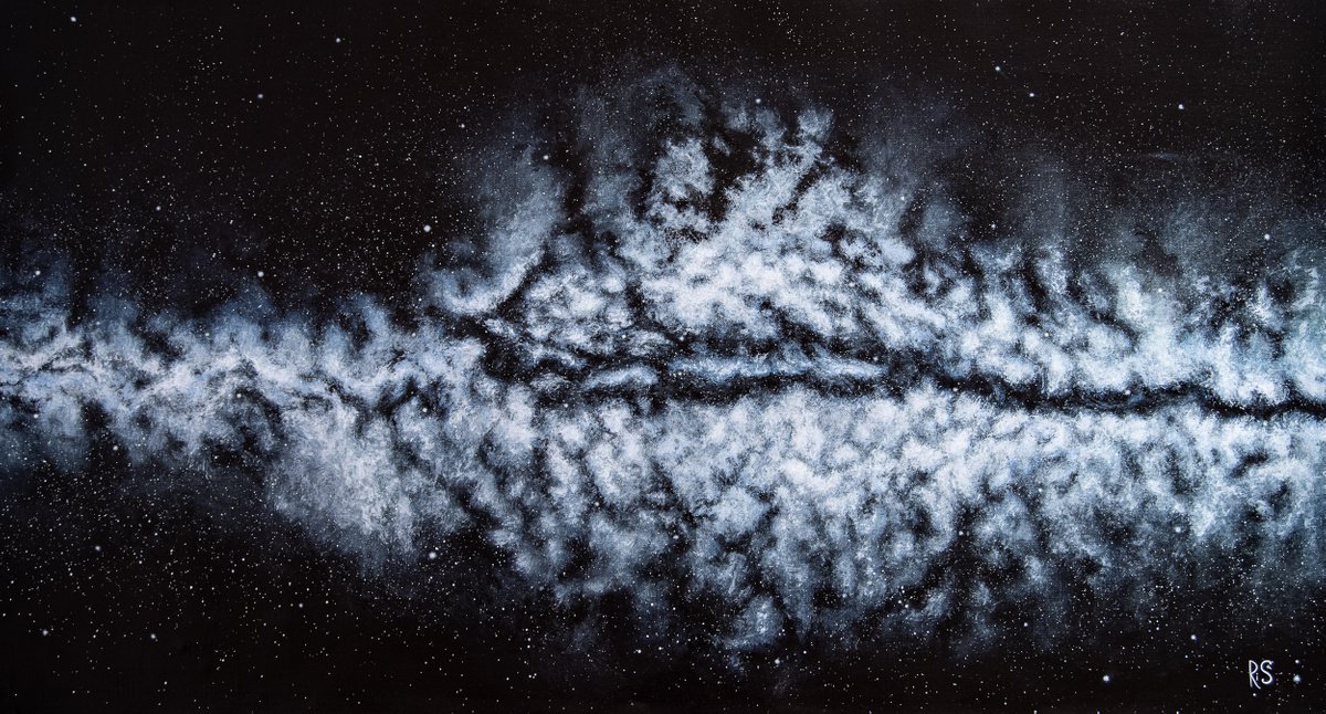 SILENCE - panorama of the sky, dizzying, white clouds, Milky Way, astronomy by Rimma Savina